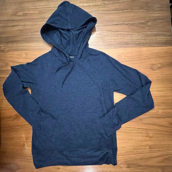 Outdoor Voices Hoodie Soft Cloud Knit Navy Thumb Holes Kangaroo Pocket Popover - Picture 12 of 13